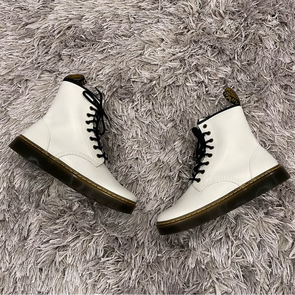 Dr. Marten White Leather Zavala Combat Boots - Picture 4 of 7